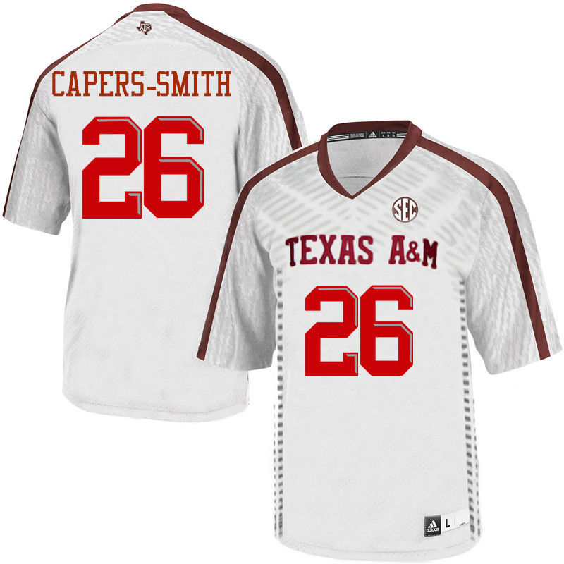 Men #26 DeShawn Capers-Smith Texas A&M Aggies College Football Jerseys-White